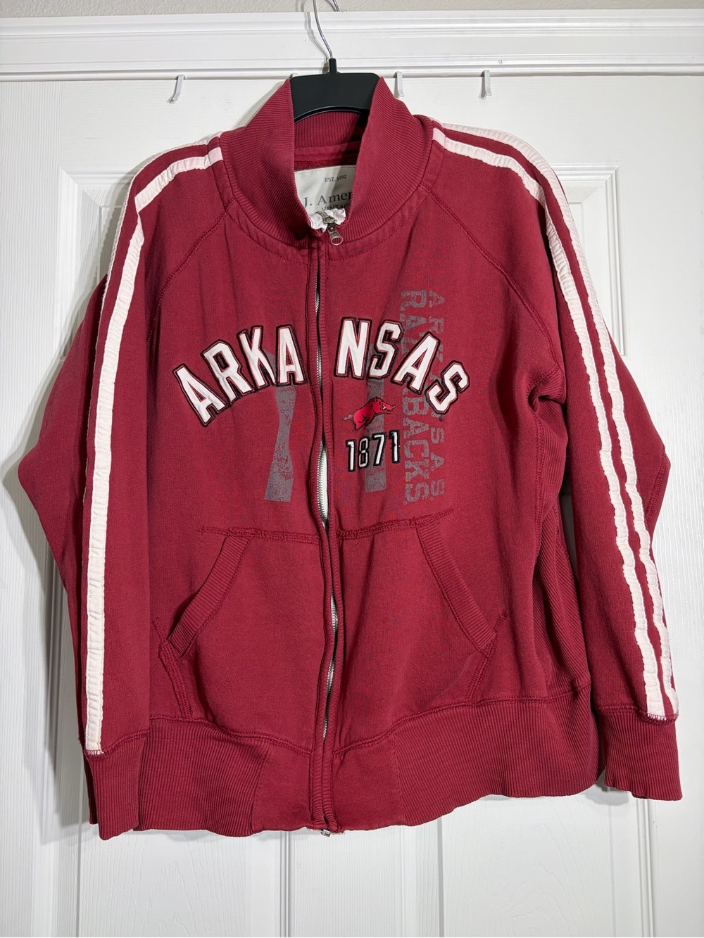 Arkansas Razorbacks Full Zip Hoodie Jacket Large